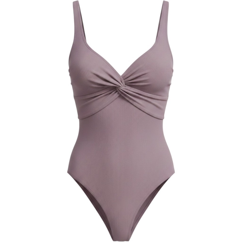 Norma Kamali Slinky Jersey Knot Front Bodysuit/SwimsuitDusty Plum Purple XL